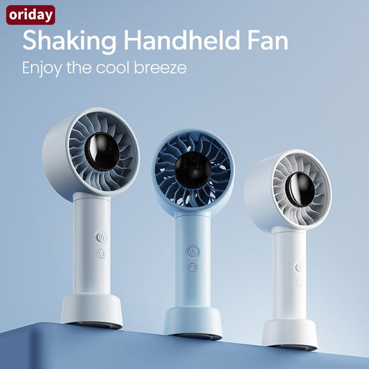 oriday迷你手提風扇｜88°廣角擺頭+渦輪大風量｜100段無級風速｜4500mAh快充電池｜輕量手持/桌面兩用｜靜音安全