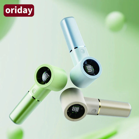 Oriday便攜手持風扇 智能數顯倒數計時 100 檔無級調速 磁懸浮靜音 4500mAh 長續航 Type-C 快充手持掛繩桌面三用 200g 輕巧防夾手