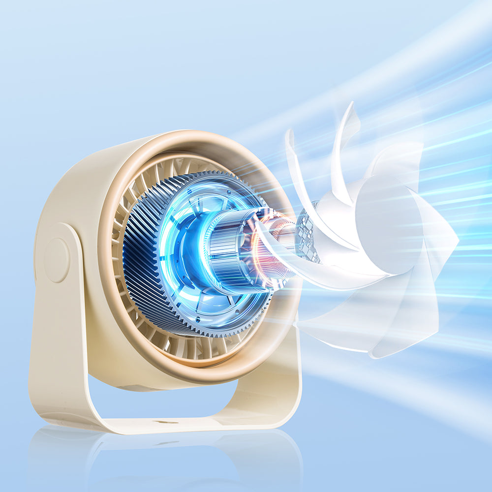 Oriday【夏日消暑神器】掛牆桌面兩用風扇 | 3000mAh長續航充電式 | 無刷靜音+LED數顯 | 露營/辦公室必備 | 香港現貨 杏色/黑色可選