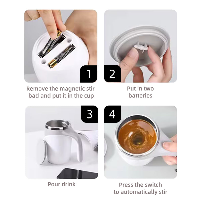 Oriday New Automatic Stirring Mug | 304 Stainless Steel Battery-Powered Shaker Cup | Office Milk Powder or Coffee Mug | Parent's Day or Birthday Gift