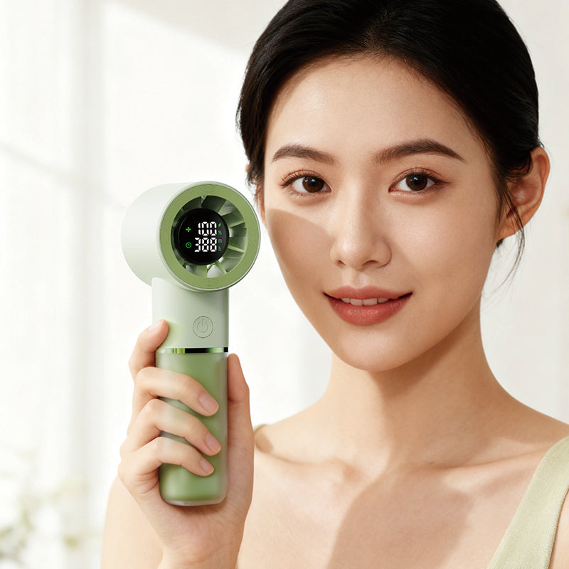 Oriday Portable Handheld Fan, Smart Digital Countdown Display, 100-Level Stepless Speed Control, Magnetic Levitation Ultra-Quiet Design, 4500mAh Long-Lasting Battery, 3-in-1 Use (Handheld / Lanyard Hanging / Desktop)
