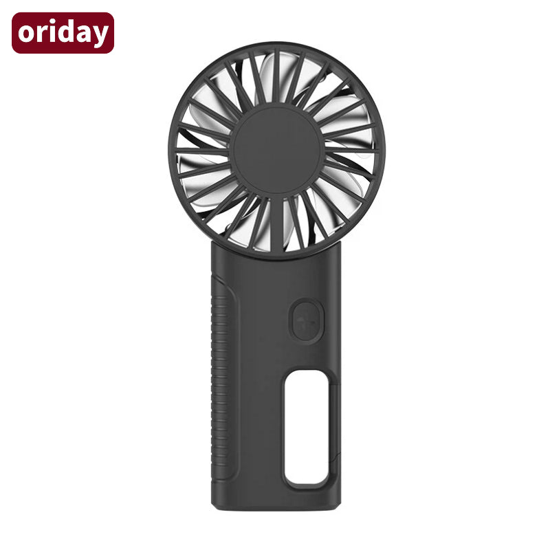 Oriday Handheld Fan, 4-speed precise wind control, silent 6-blade magnetic motor, wearable around the neck, handheld or attachable to bags, 142g lightweight, foldable, 2000mAh battery.
