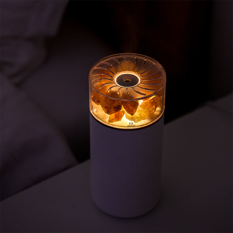 oriday 3-in-1 Humidifier + Aroma Diffuser + Ambient Light | 400mL Large Water Tank | Himalayan Natural Crystal Salt Stone for Sleep Aid & Negative Ion Release | Wireless 1200mAh Lightweight & Quiet | 45mL/h Continuous/Intermittent Mist 