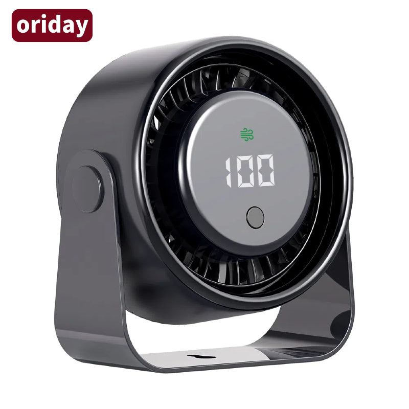 Oriday【夏日消暑神器】掛牆桌面兩用風扇 | 3000mAh長續航充電式 | 無刷靜音+LED數顯 | 露營/辦公室必備 | 香港現貨 杏色/黑色可選