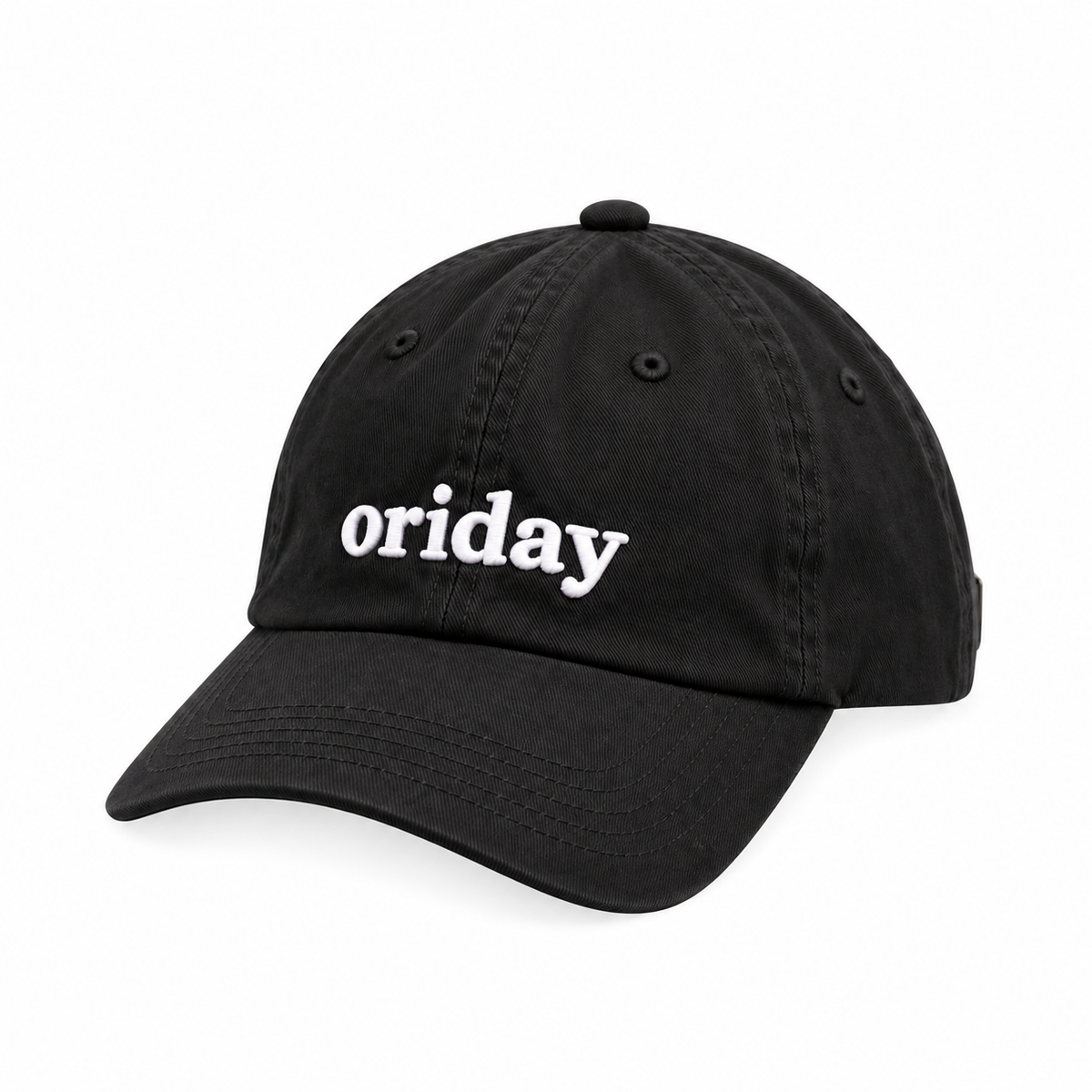 oriday 立體字母刺繡棒球帽｜日常休閒・街頭穿搭・五色可選｜灰色水洗破洞工藝款