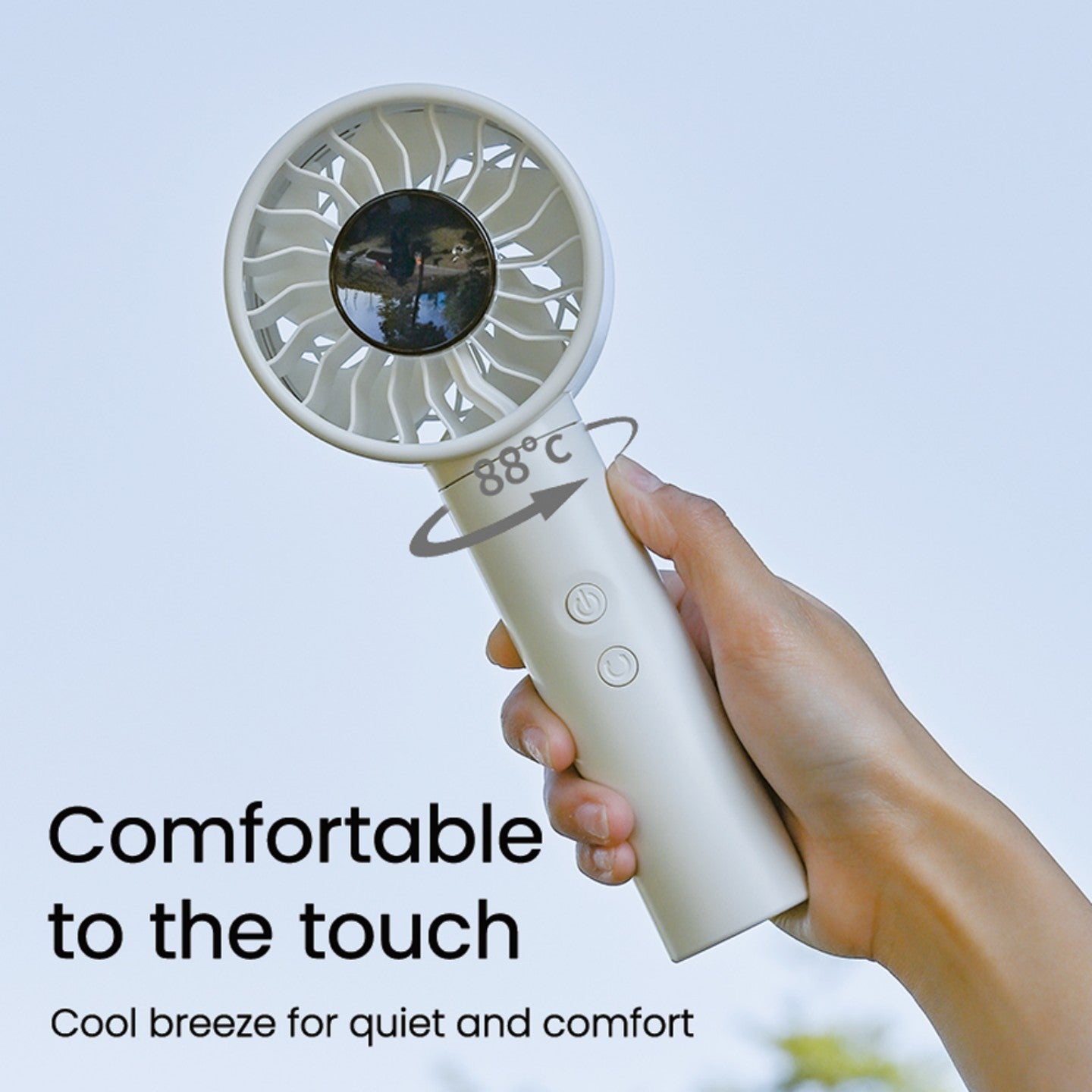 oriday Mini Portable Fan｜88° Wide-Angle Oscillation + Turbo Strong Airflow｜100-Level Stepless Speed Control｜4500mAh Fast-Charging Battery｜Handheld/Desktop Dual Use｜Quiet & Safe