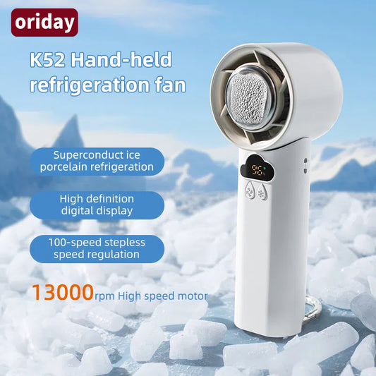 Oriday 製冷手持小風扇｜便攜迷你大風力・USB充電靜音降溫神器・學生宿舍／辦公室／家用適用