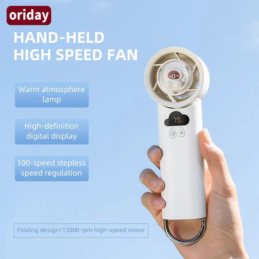 Oriday 超高速手持迷你風扇｜無線充電便攜・強力降溫神器・戶外／辦公室／學生宿舍適用