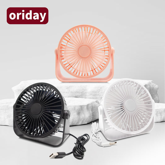 Oriday 靜音搖頭桌面風扇｜小型便攜・大風力製冷・學生／辦公室台式插電風扇