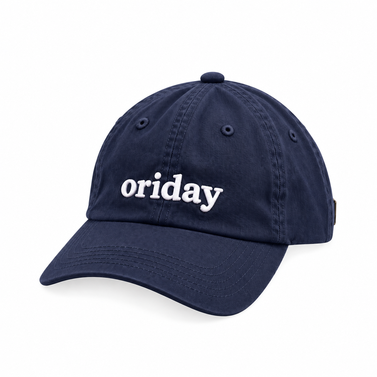 oriday 立體字母刺繡棒球帽｜日常休閒・街頭穿搭・五色可選｜灰色水洗破洞工藝款