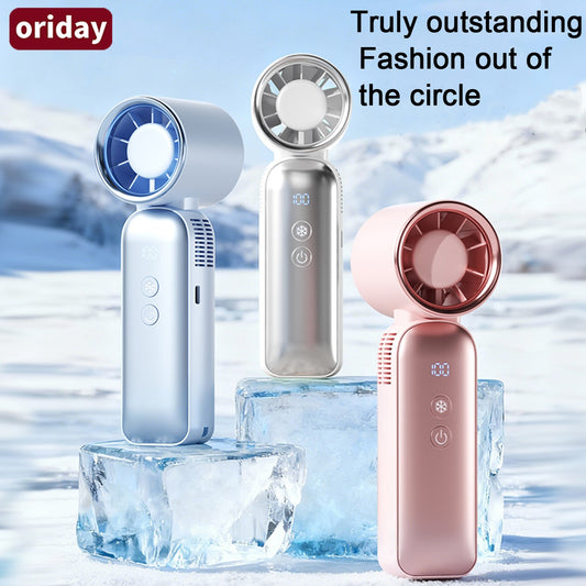 oriday便攜手持風扇｜無刷電機+100檔無極調速｜半導體制冷冰瓷降溫｜4000mAh續航13小時｜LED數顯 | 262g超輕便攜