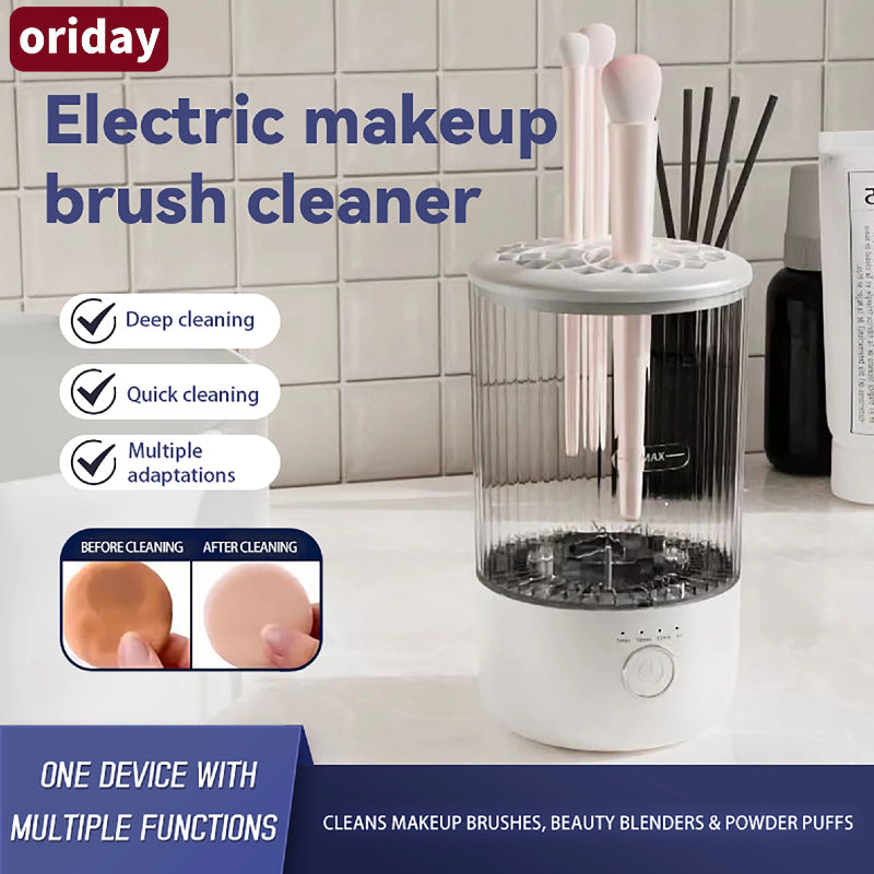 Oriday Makeup Brush Cleaner｜Rechargeable Electric Automatic Washer with Fast Drying, Blue Light Sterilization & Integrated Cleaning